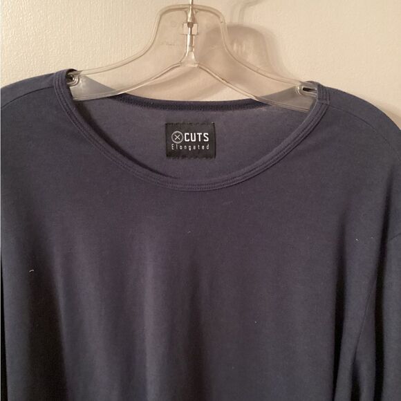 CUTS CLOTHING SIZE XL NAVY BLUE ELONGATED LONG SLEEVE CREW NECK T SHIRT - Picture 4 of 7